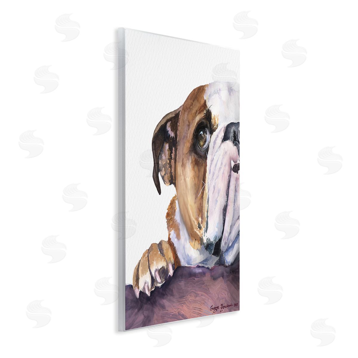 George Dyachenko Curious English Bulldog Gaze Pet Dog Portrait Wall Plaque Art