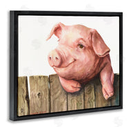 George Dyachenko | Piglet on Wooden Fence Pink Farm Animal