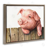 George Dyachenko | Piglet on Wooden Fence Pink Farm Animal