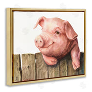 George Dyachenko | Piglet on Wooden Fence Pink Farm Animal