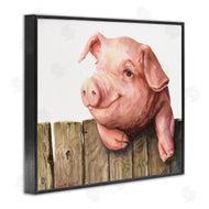 George Dyachenko | Piglet on Wooden Fence Pink Farm Animal