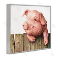 George Dyachenko | Piglet on Wooden Fence Pink Farm Animal