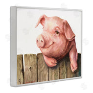 George Dyachenko | Piglet on Wooden Fence Pink Farm Animal
