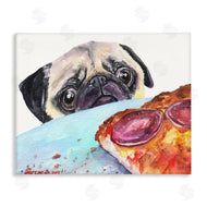 George Dyachenko | Hungry Pug and Pizza Humorous Pet Dog Portrait