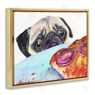 George Dyachenko | Hungry Pug and Pizza Humorous Pet Dog Portrait