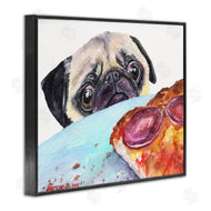 George Dyachenko | Hungry Pug and Pizza Humorous Pet Dog Portrait