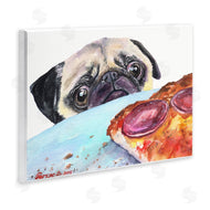 George Dyachenko | Hungry Pug and Pizza Humorous Pet Dog Portrait
