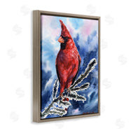 George Dyachenko | Red Cardinal Perched on Pine Branch over Blue
