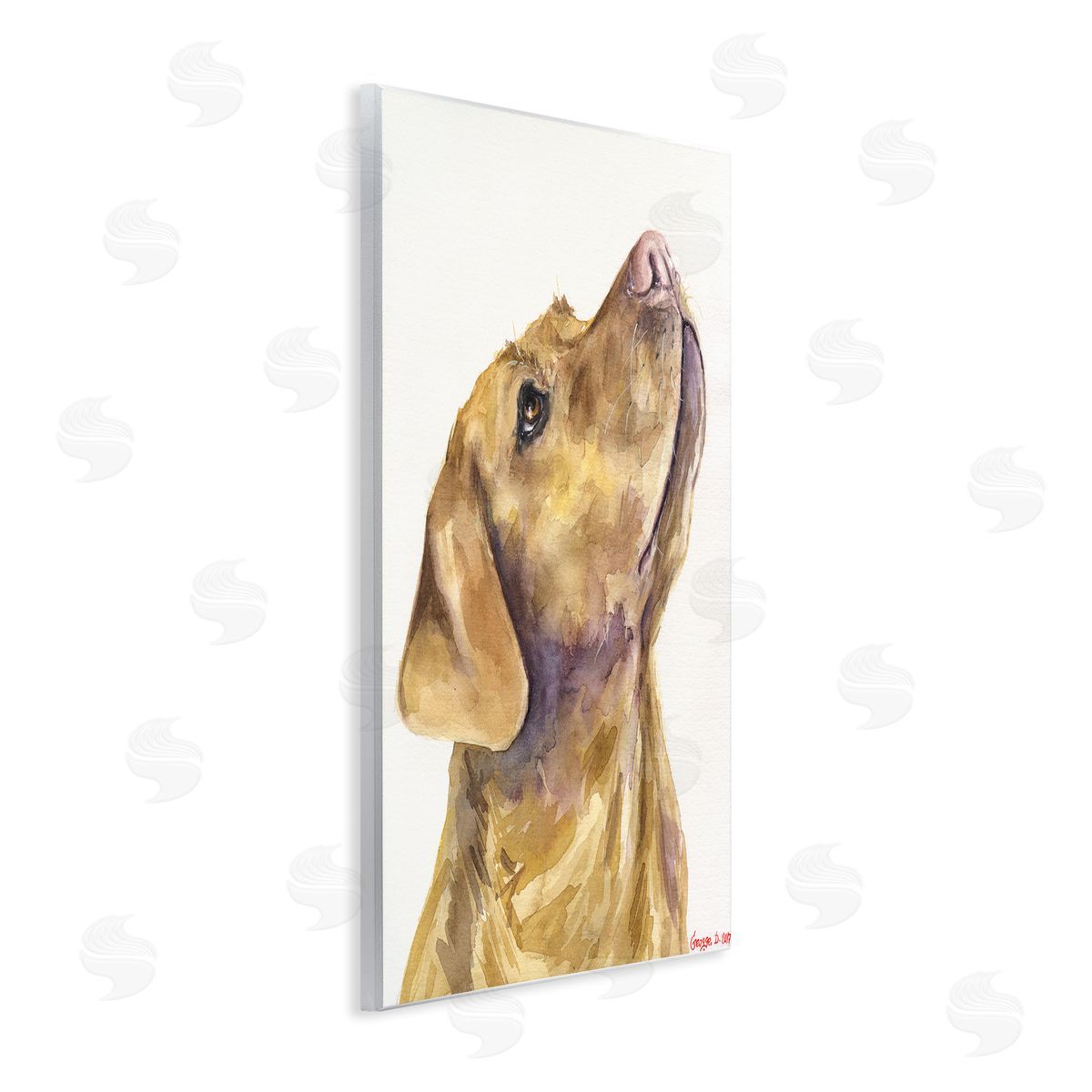 George Dyachenko Yellow Lab Gazing Upwards Pet Dog Portrait Wall Plaque Art
