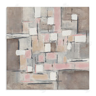 Merri Pattinian | Pink Brown Patchwork Abstract Geometric Grid