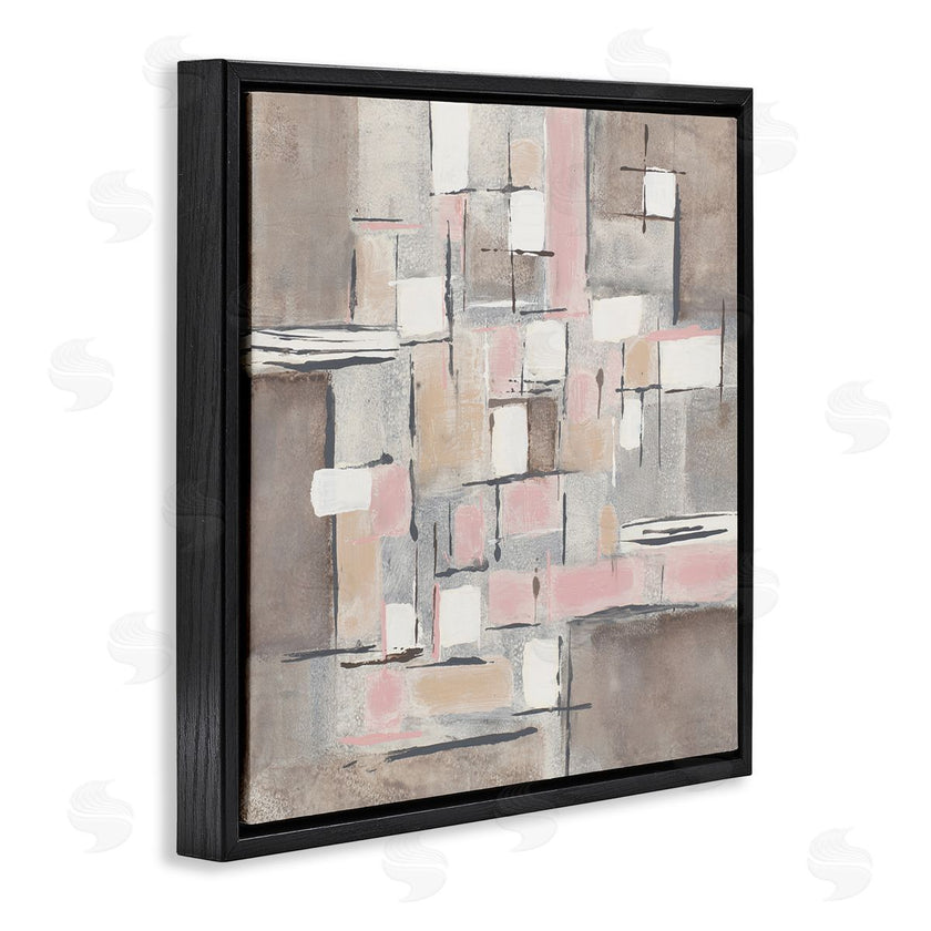 Merri Pattinian | Pink Brown Patchwork Abstract Geometric Grid