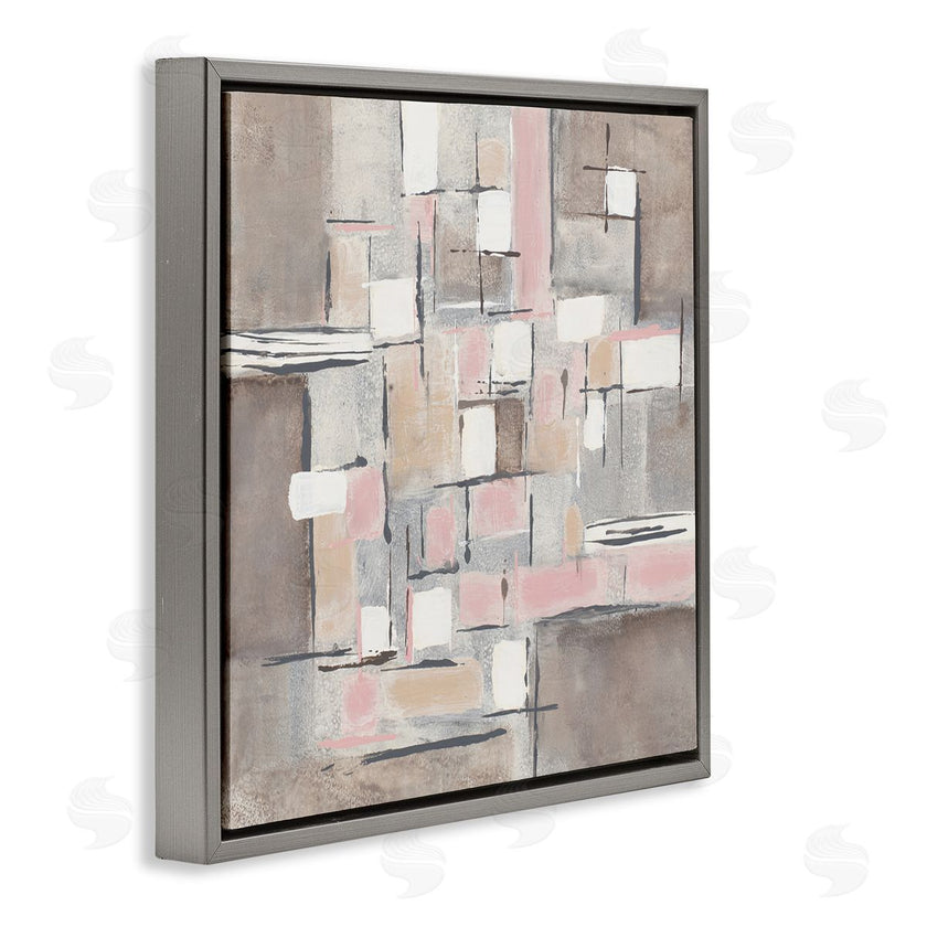Merri Pattinian | Pink Brown Patchwork Abstract Geometric Grid