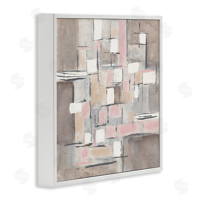 Merri Pattinian | Pink Brown Patchwork Abstract Geometric Grid
