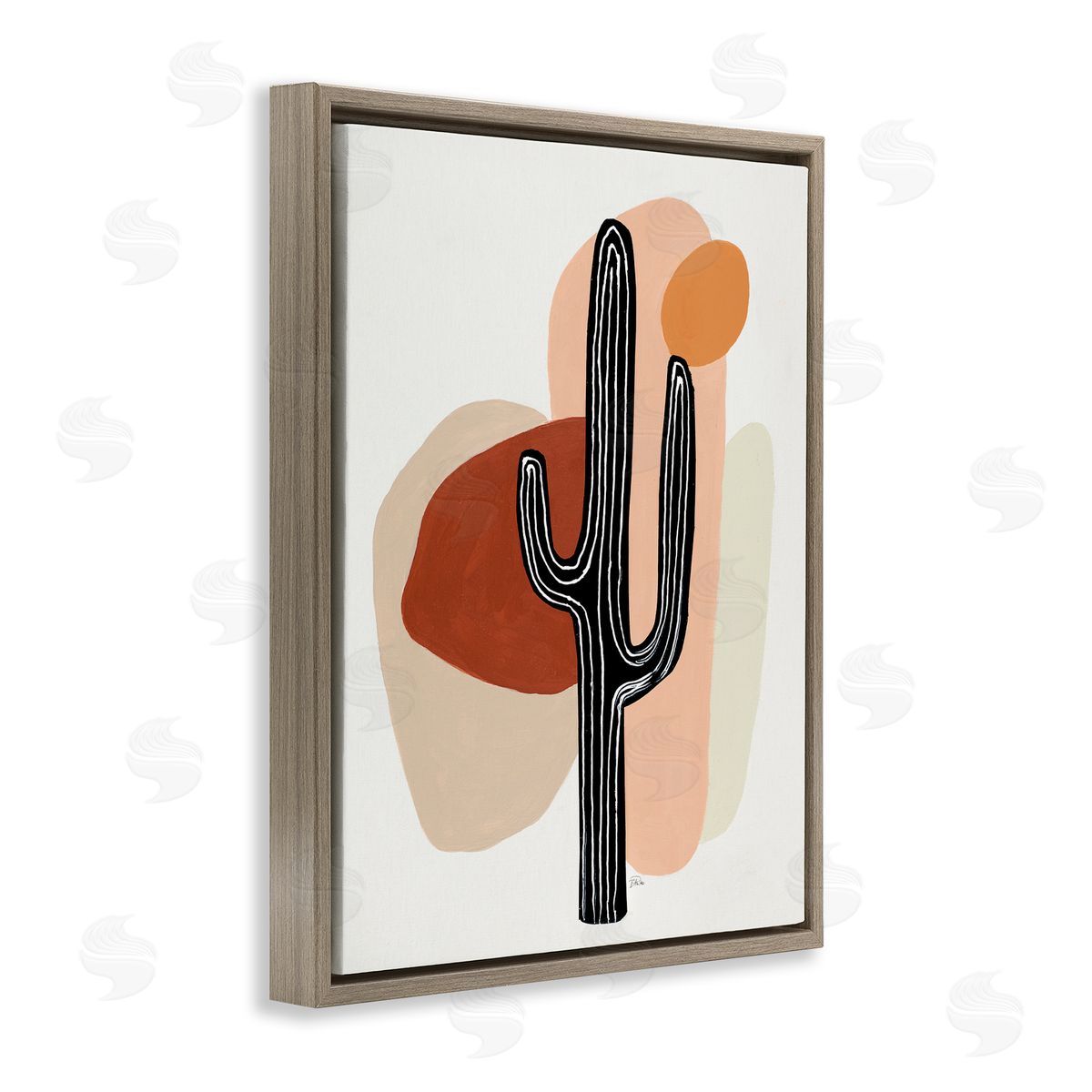 Patricia Pinto Western Terracotta Abstract Desert Cactus Plant Brown Floater Frame Canvas Art