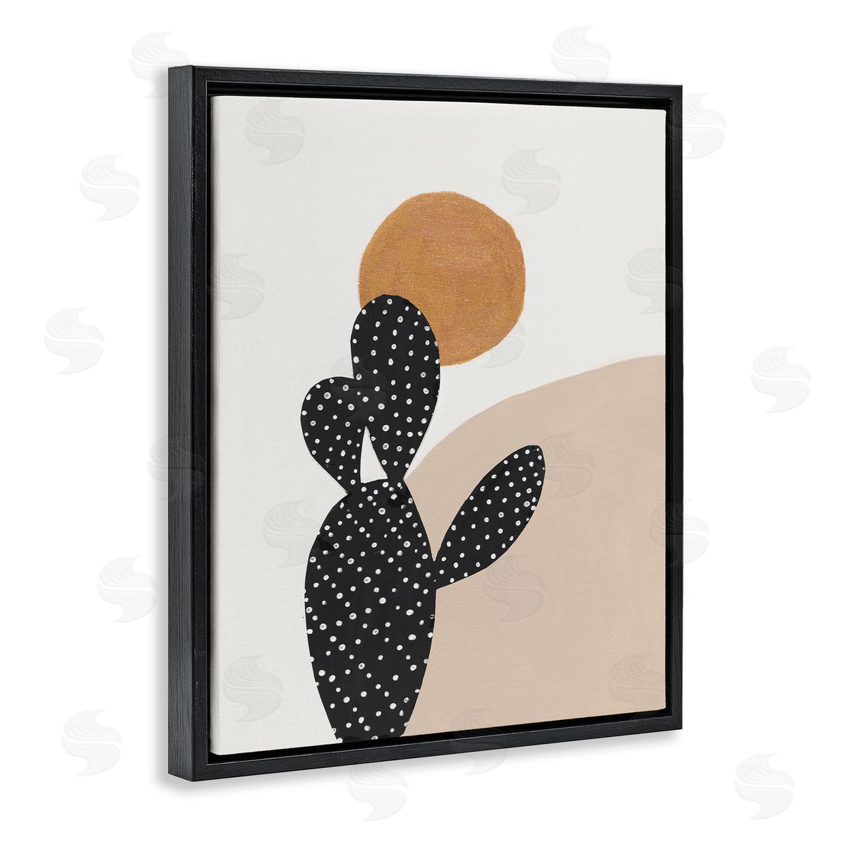 Patricia Pinto Prickly Pear Terracotta Abstract Landscape Desert Sun Black Floater Frame Canvas Art