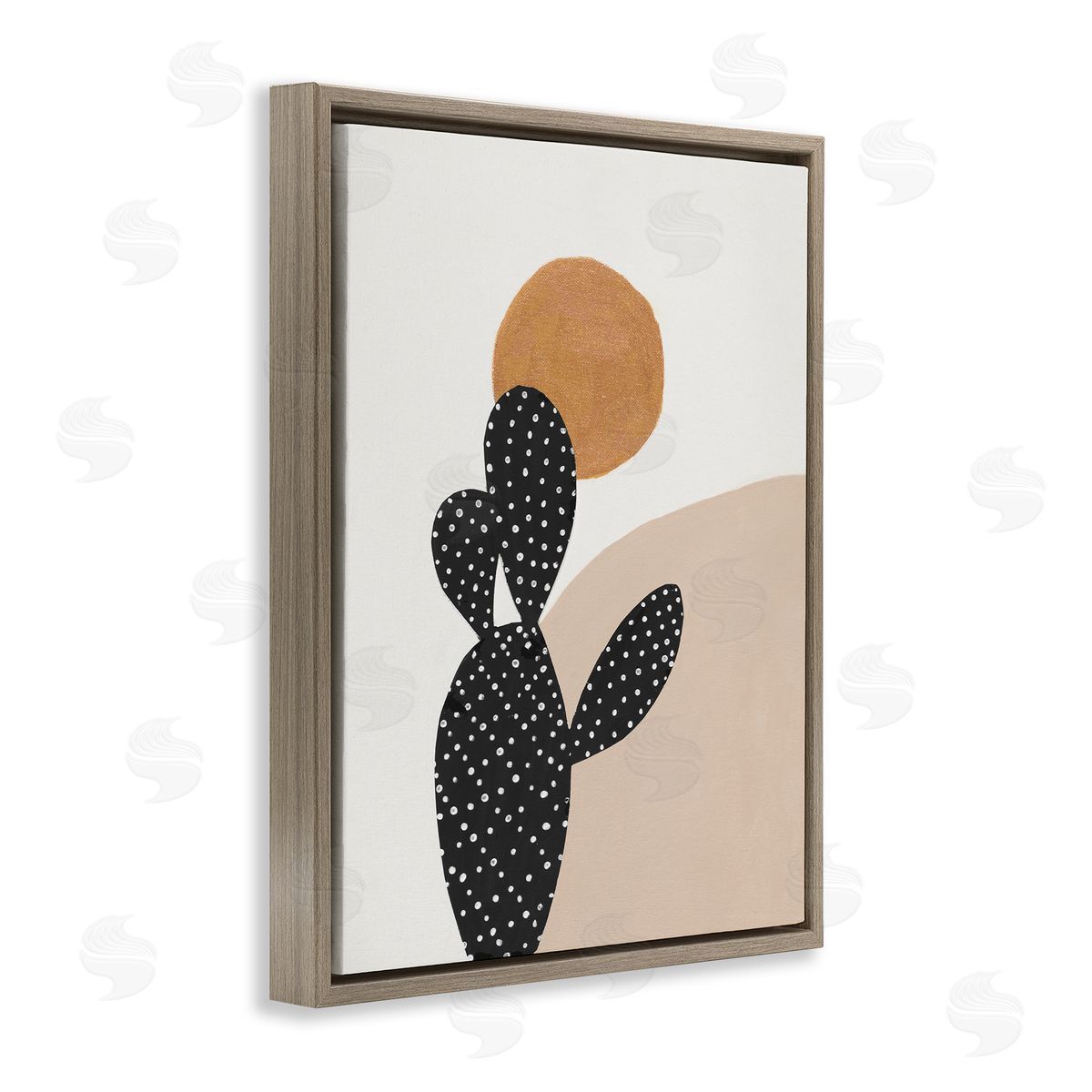 Patricia Pinto Prickly Pear Terracotta Abstract Landscape Desert Sun Brown Floater Frame Canvas Art
