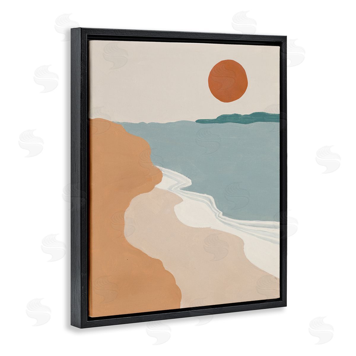 Patricia Pinto Soft Neutral Coastal Landscape Terracotta Brown Black Floater Frame Canvas Art