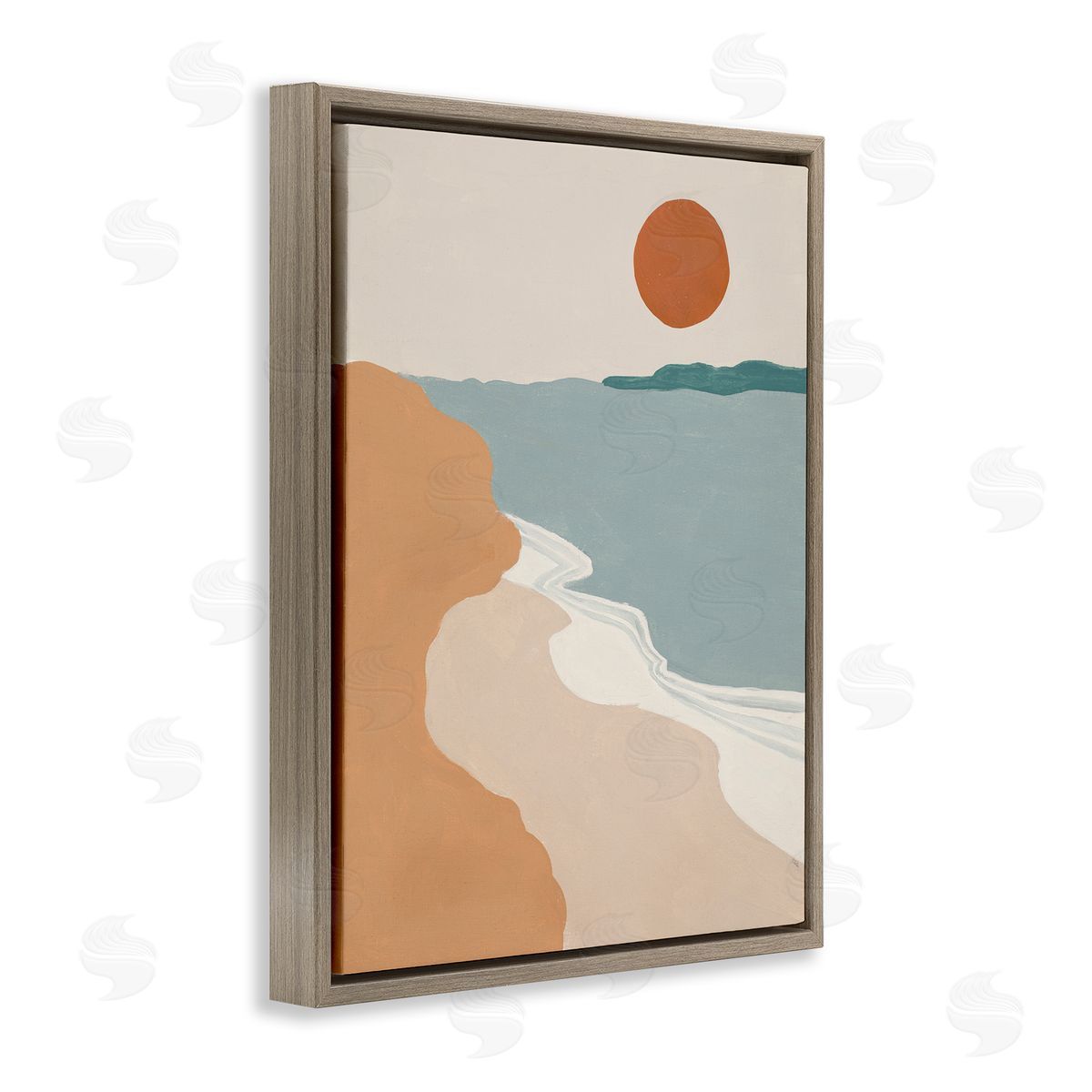 Patricia Pinto Soft Neutral Coastal Landscape Terracotta Brown Brown Floater Frame Canvas Art