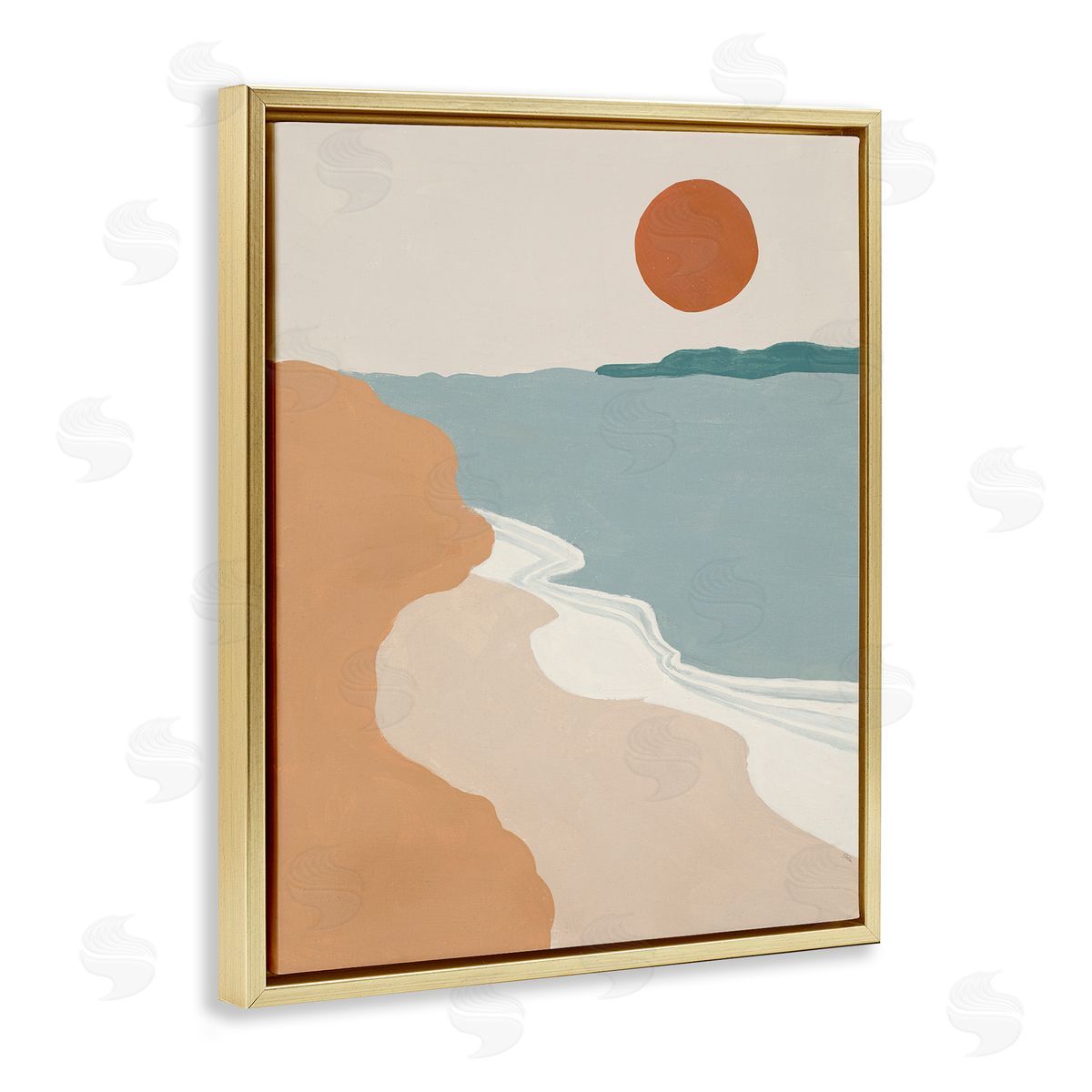 Patricia Pinto Soft Neutral Coastal Landscape Terracotta Brown Gold Floater Frame Canvas Art