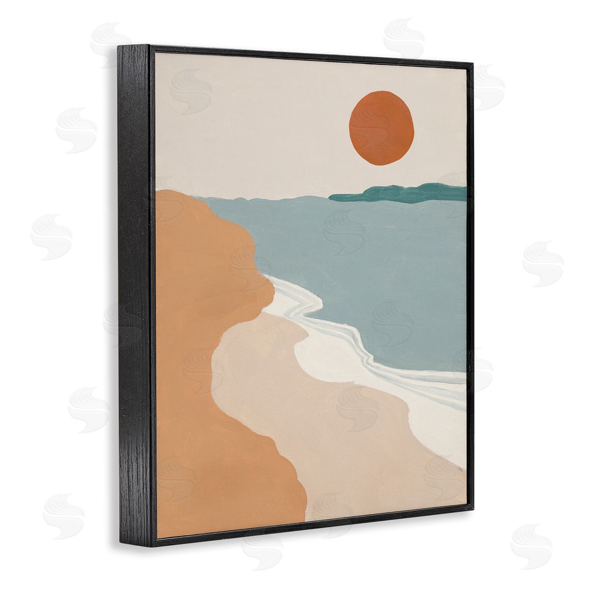 Patricia Pinto Soft Neutral Coastal Landscape Terracotta Brown Black Framed Giclee Wall Art