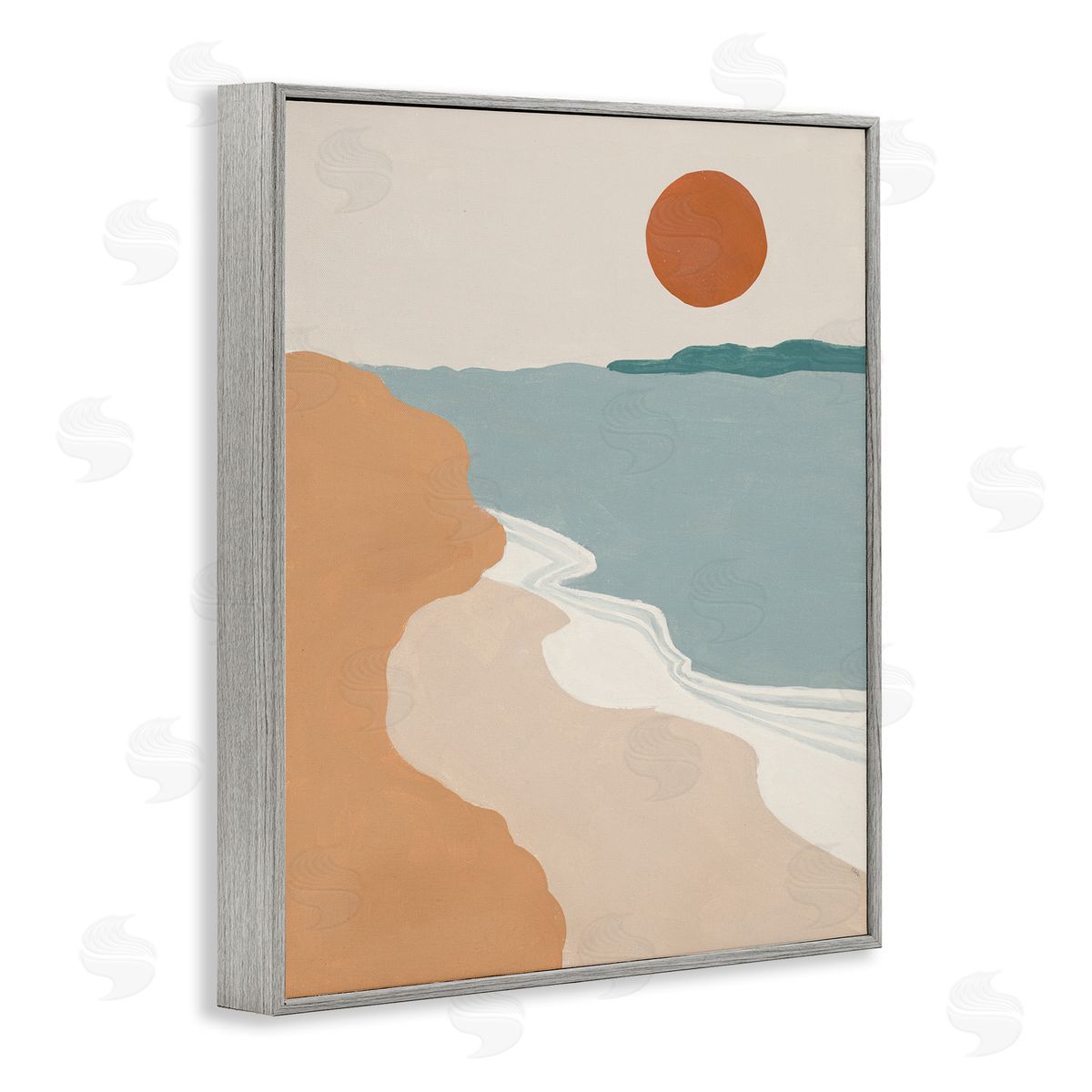 Patricia Pinto Soft Neutral Coastal Landscape Terracotta Brown Gray Framed Giclee Wall Art