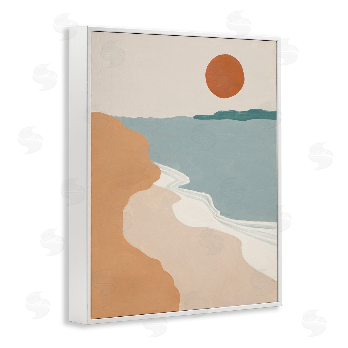 Patricia Pinto Soft Neutral Coastal Landscape Terracotta Brown White Framed Giclee Wall Art