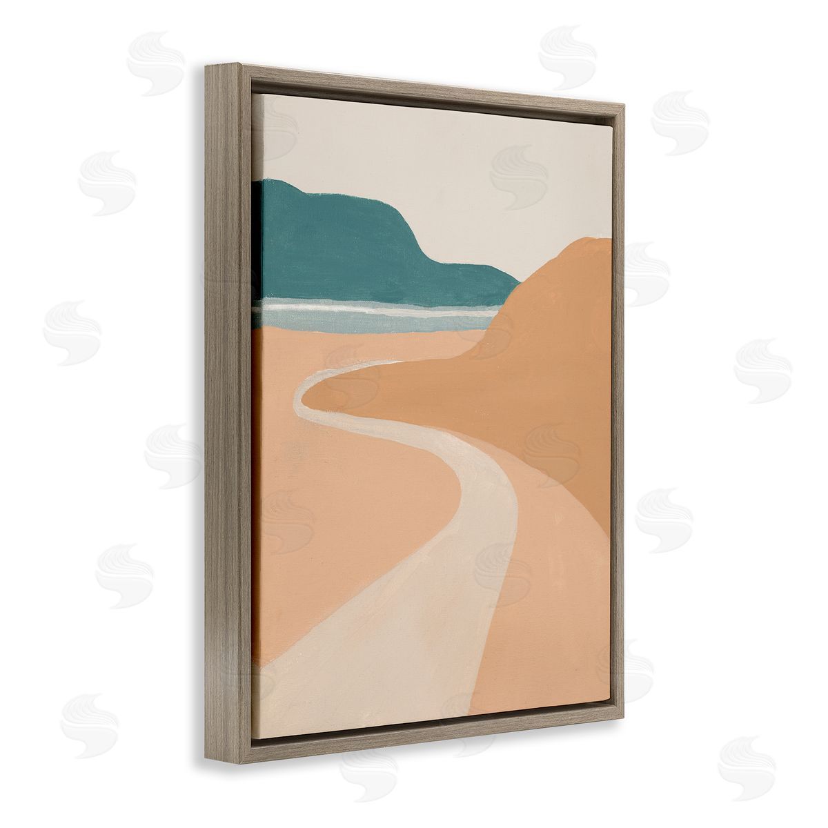 Patricia Pinto Coastal Road Landscape Terracotta Brown Seascape Brown Floater Frame Canvas Art