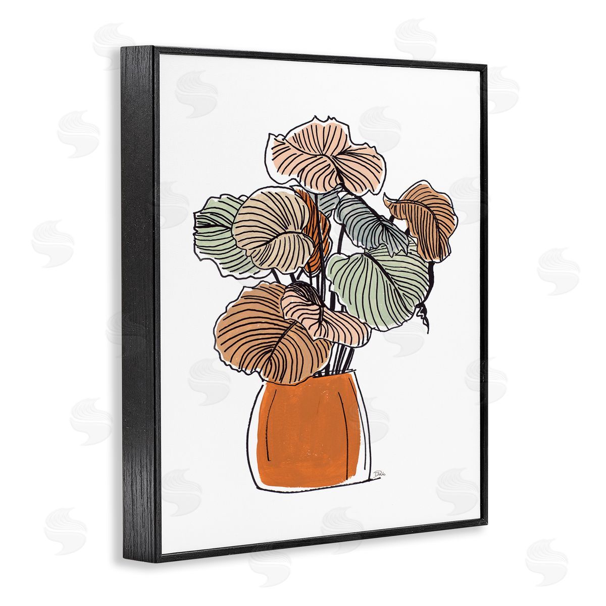 Patricia Pinto Playful Tropical Palms Philodendron House Plant Black Framed Giclee Wall Art