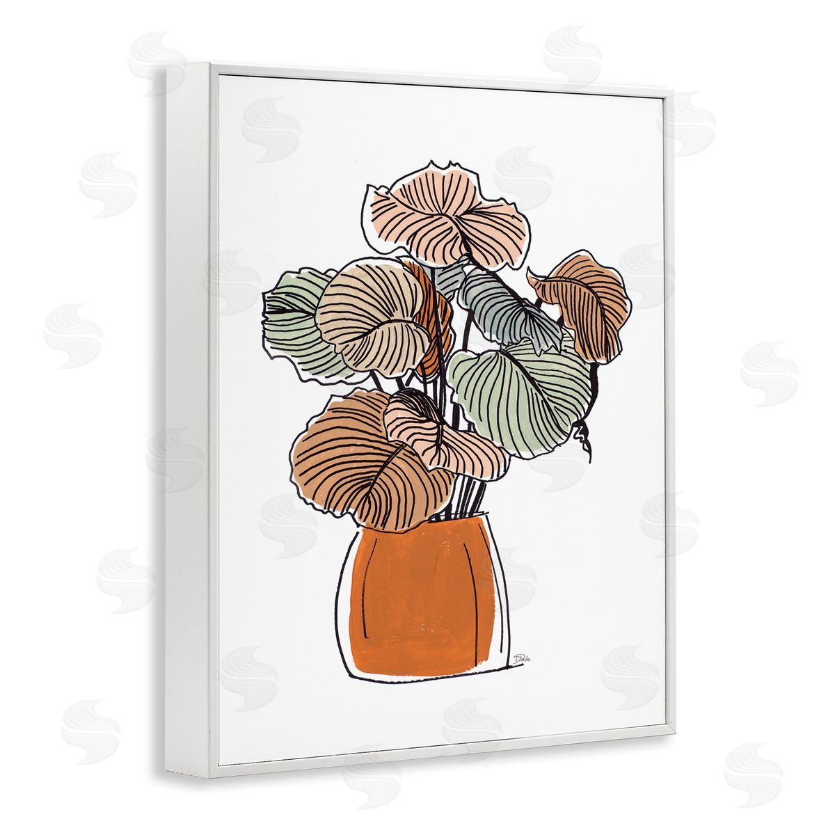 Patricia Pinto Playful Tropical Palms Philodendron House Plant White Framed Giclee Wall Art