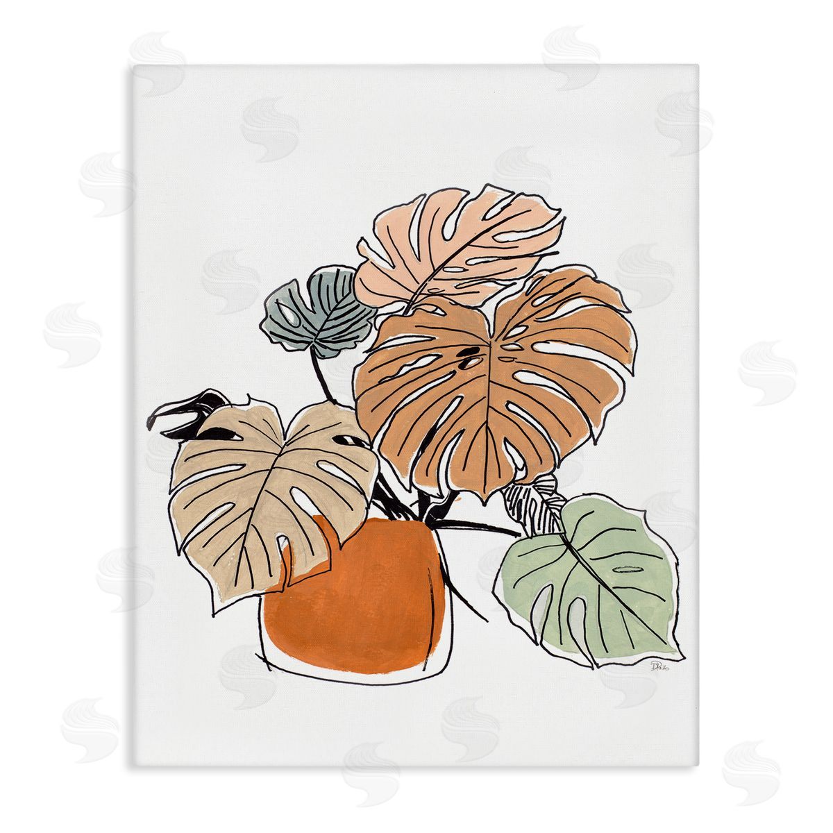 Patricia Pinto Playful Monstera Leaves Tropical House Plant Canvas Wall Art