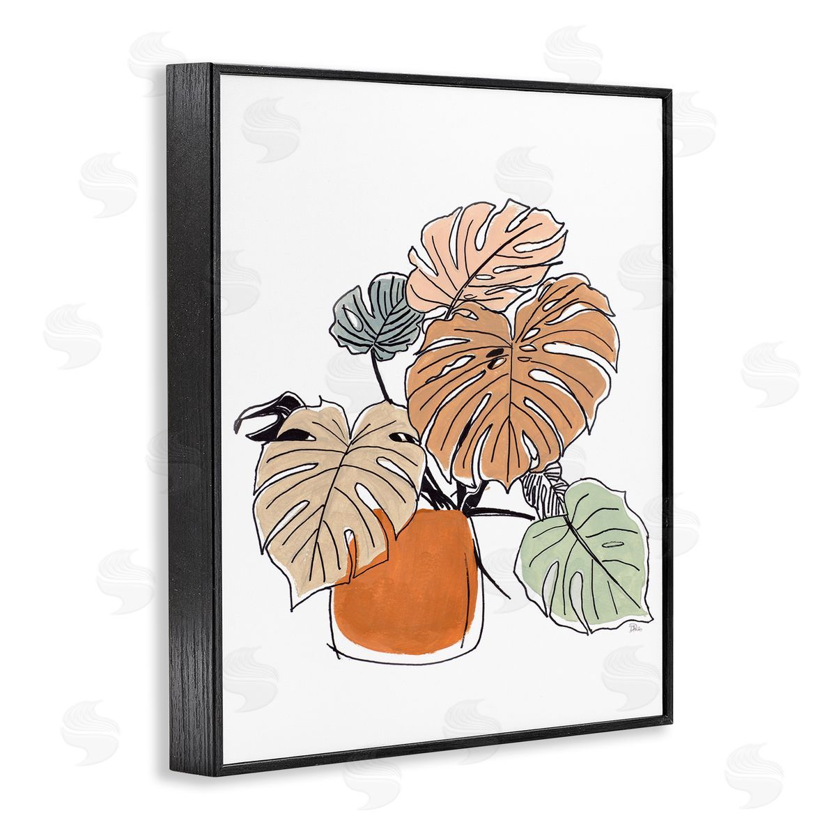 Patricia Pinto Playful Monstera Leaves Tropical House Plant Black Framed Giclee Wall Art