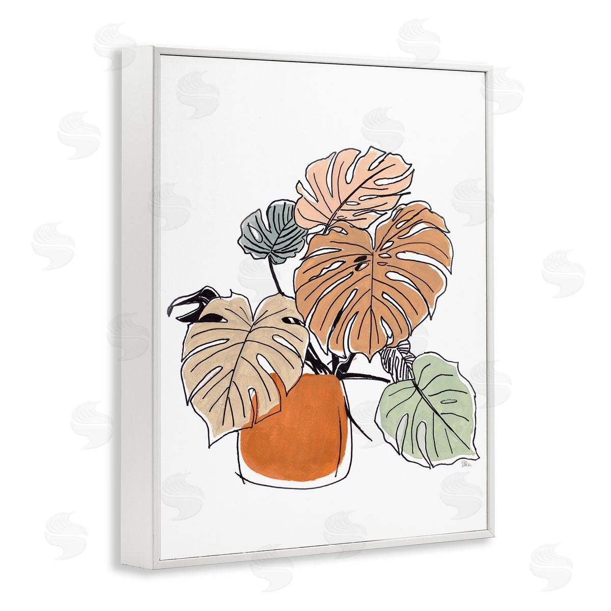 Patricia Pinto Playful Monstera Leaves Tropical House Plant White Framed Giclee Wall Art