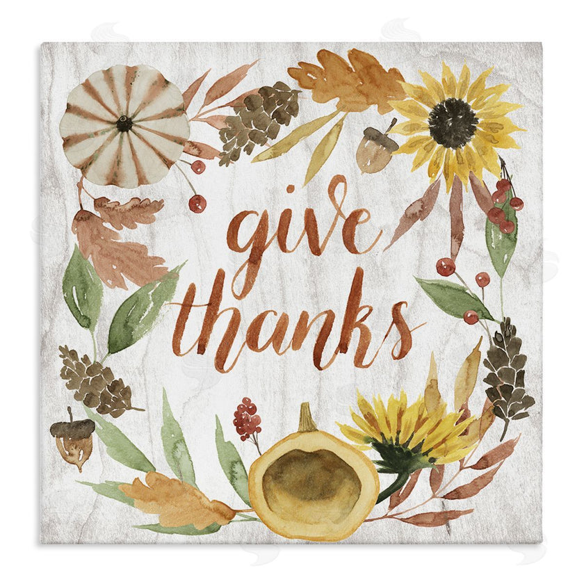 Grace Popp | Give Thanks Whimsical Typography Harvest Foliage