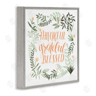 Grace Popp | Thankful Grateful Blessed Phrase Soft Green Floral Plants