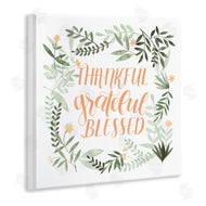 Grace Popp | Thankful Grateful Blessed Phrase Soft Green Floral Plants