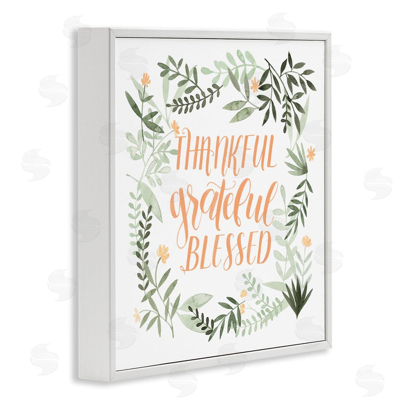 Grace Popp | Thankful Grateful Blessed Phrase Soft Green Floral Plants