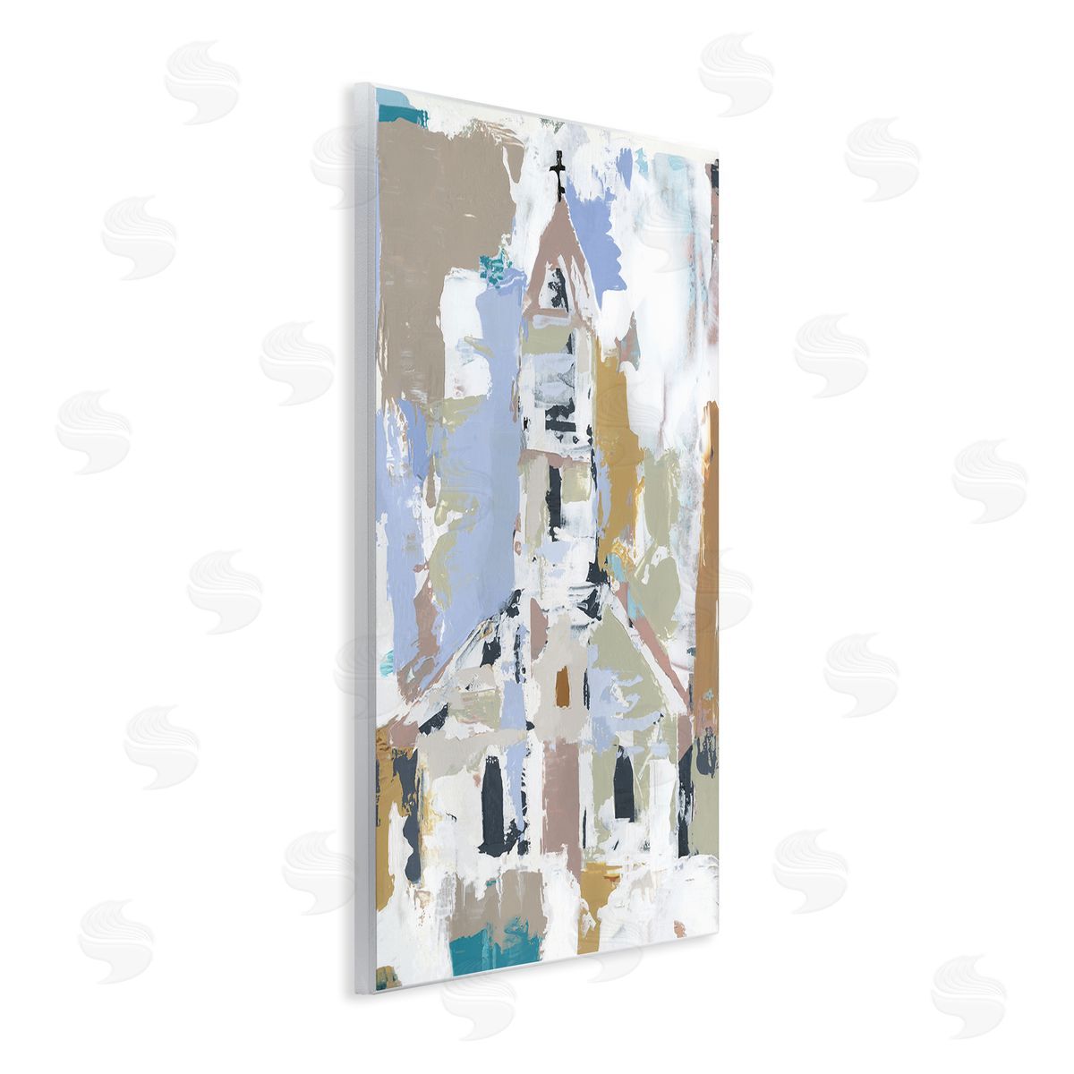 Annie Warren Church House Abstraction Distressed Vintage Detail Wall Plaque Art