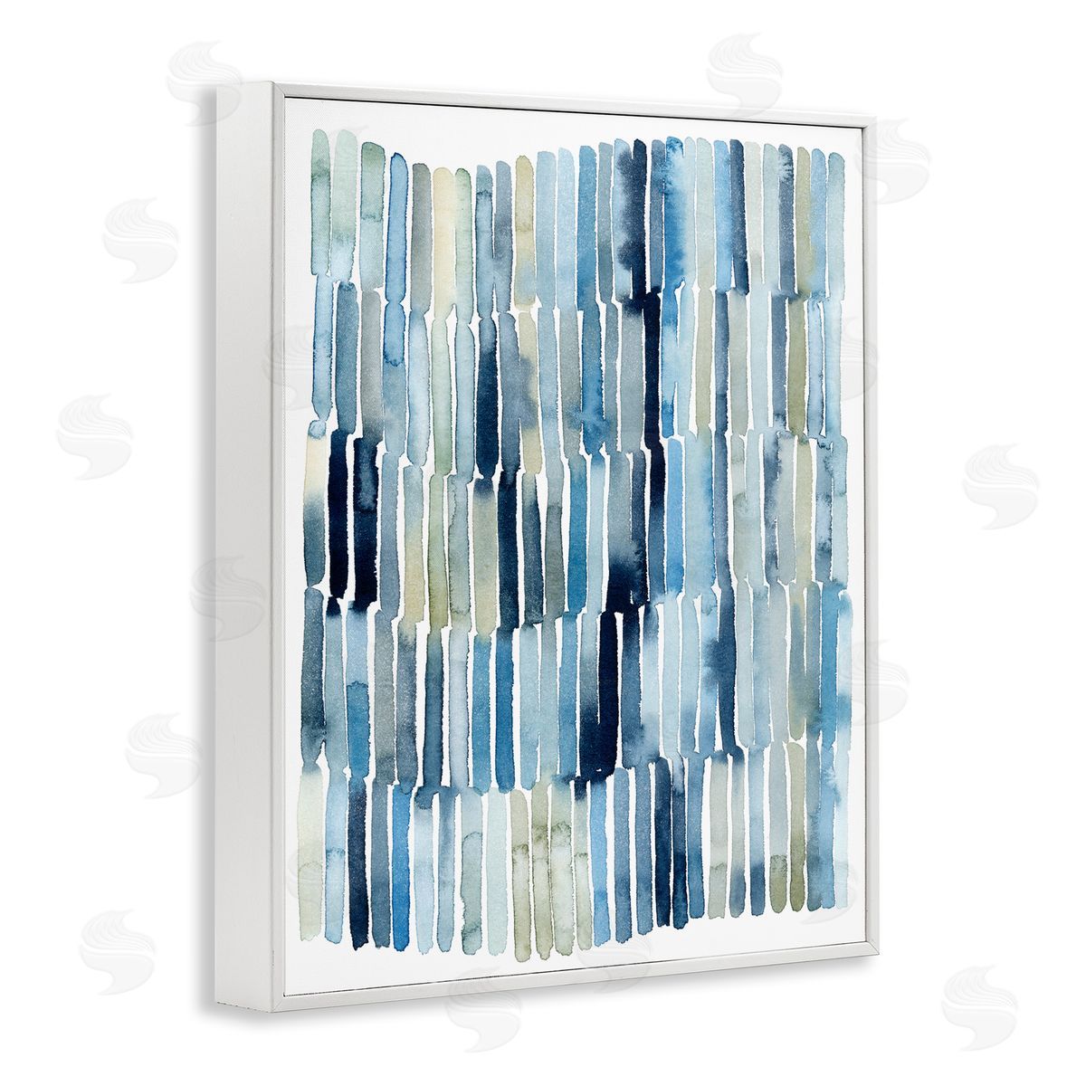 Grace Popp Nautical Inspired Abstraction Blue Beige Blocked Lines White Framed Giclee Wall Art