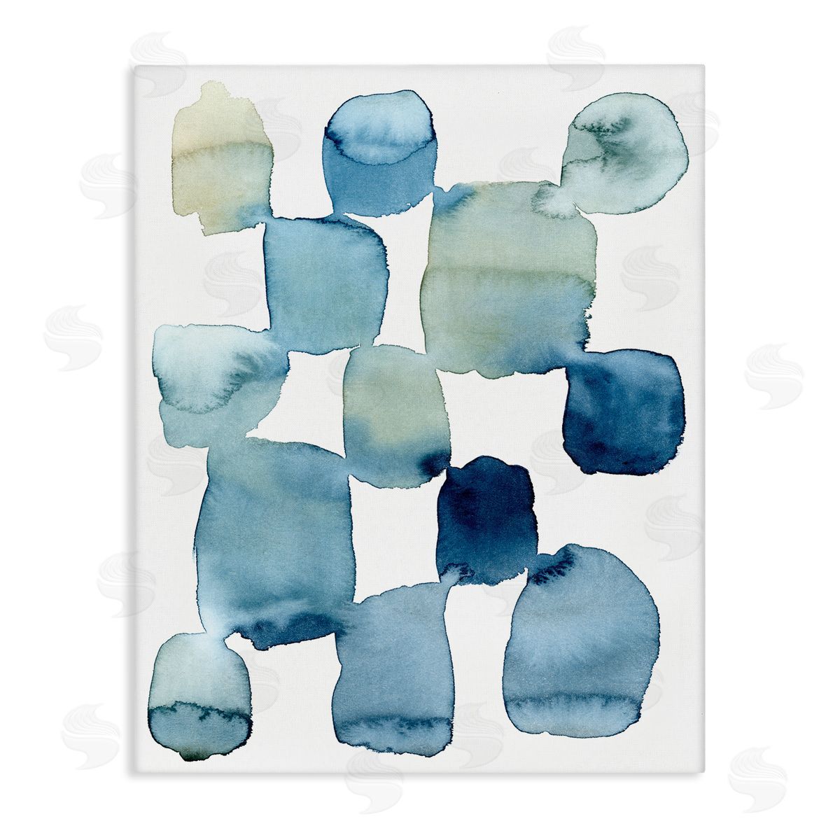 Grace Popp Nautical Patchwork Abstraction Soft Blue Beige Canvas Wall Art