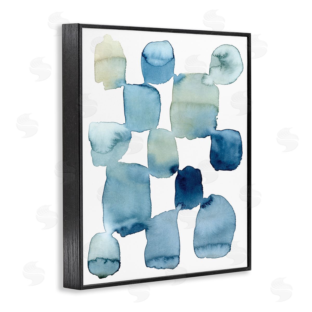 Grace Popp Nautical Patchwork Abstraction Soft Blue Beige Black Framed Giclee Wall Art