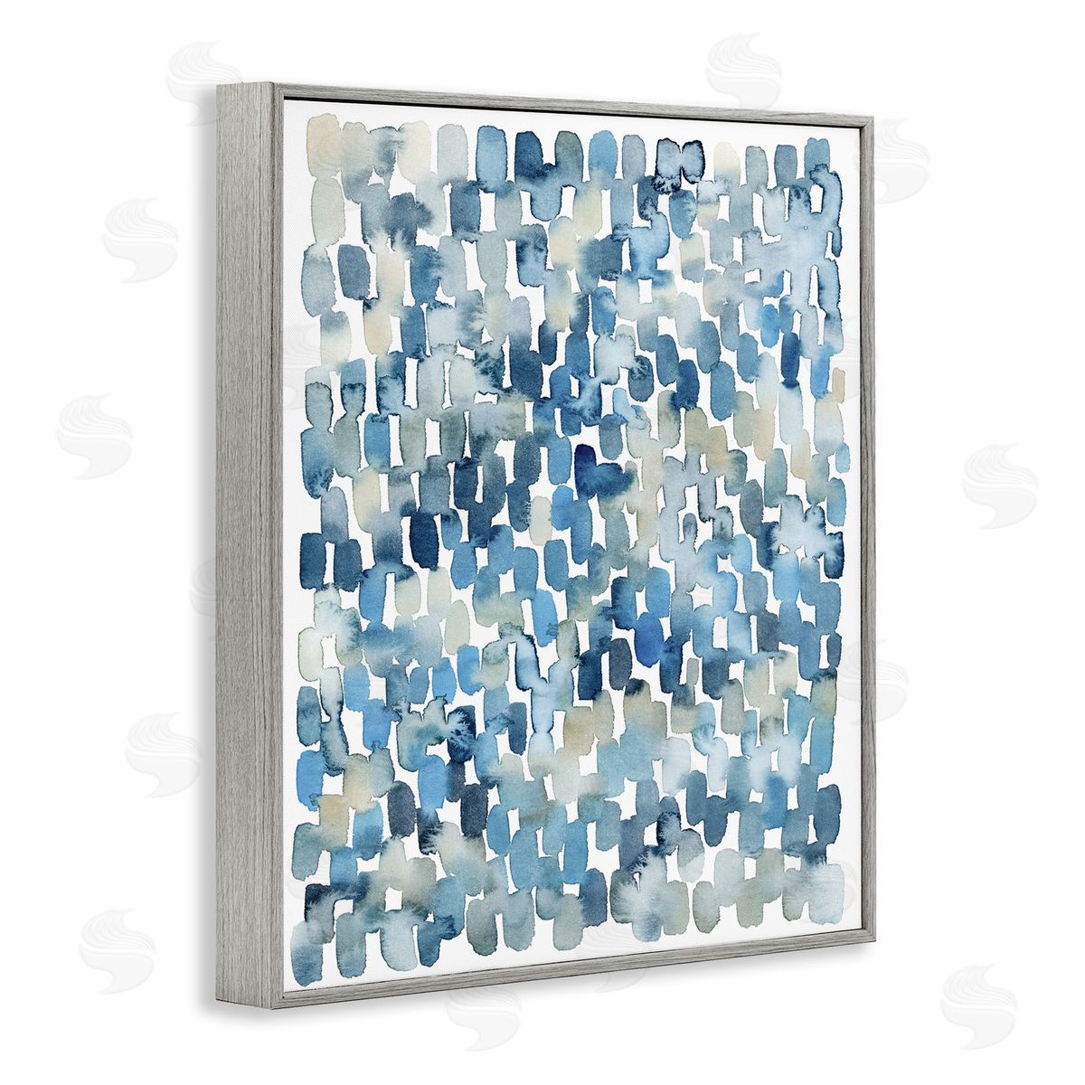 Grace Popp Coastal Tile Abstract Soft Blue Beige Shapes Gray Framed Giclee Wall Art