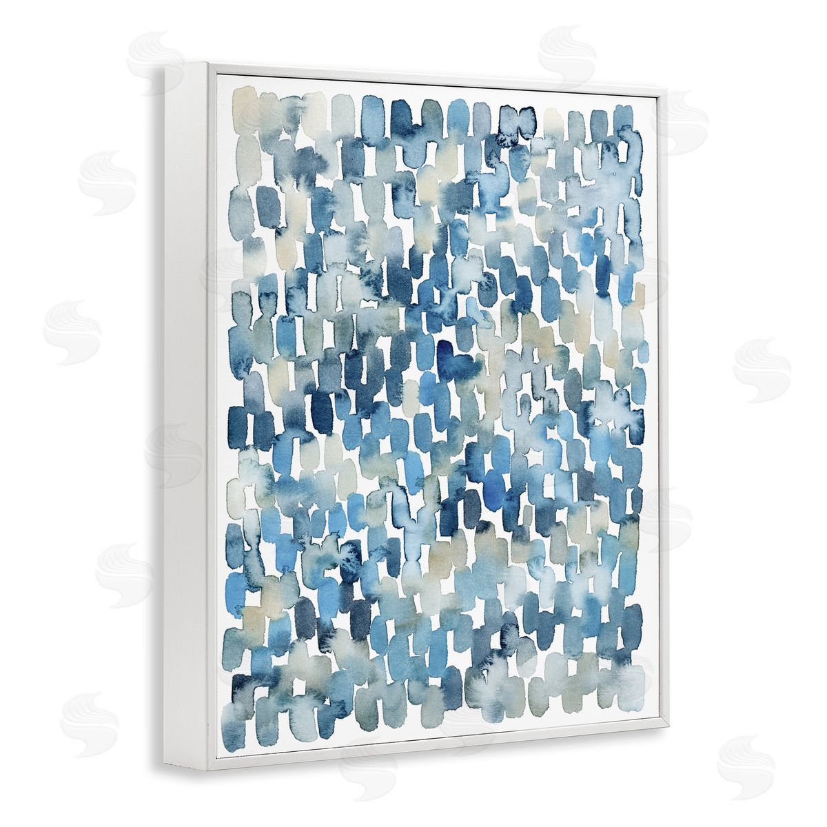 Grace Popp Coastal Tile Abstract Soft Blue Beige Shapes White Framed Giclee Wall Art