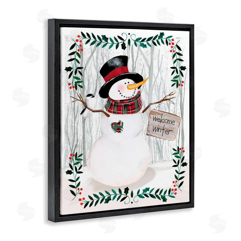 Jennifer Paxton Parker | Winter Welcome Greeting Snowman Forest Holly Florals