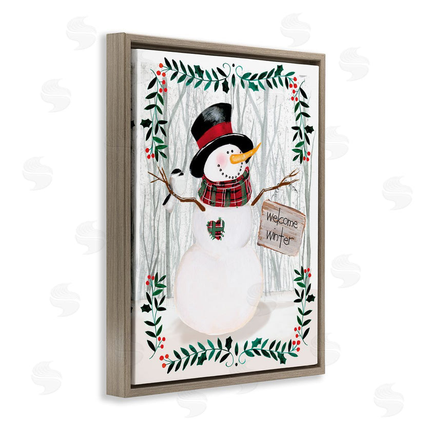 Jennifer Paxton Parker | Winter Welcome Greeting Snowman Forest Holly Florals