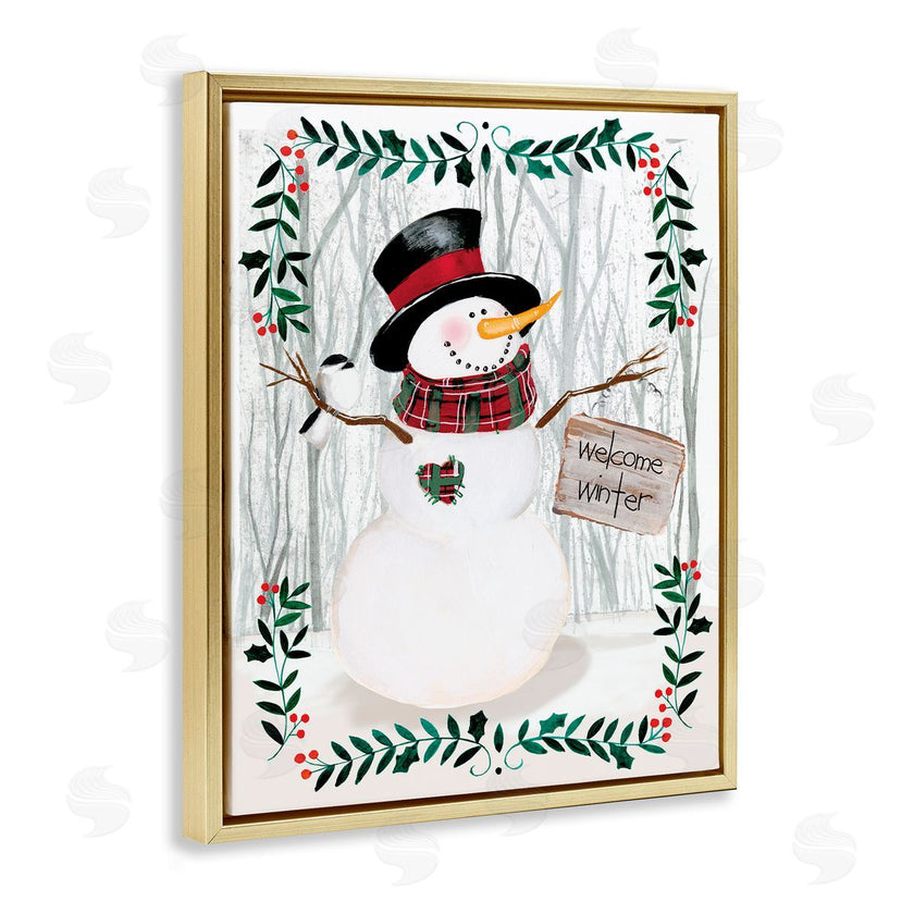 Jennifer Paxton Parker | Winter Welcome Greeting Snowman Forest Holly Florals