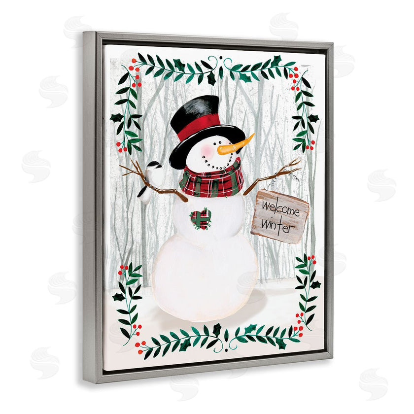 Jennifer Paxton Parker | Winter Welcome Greeting Snowman Forest Holly Florals