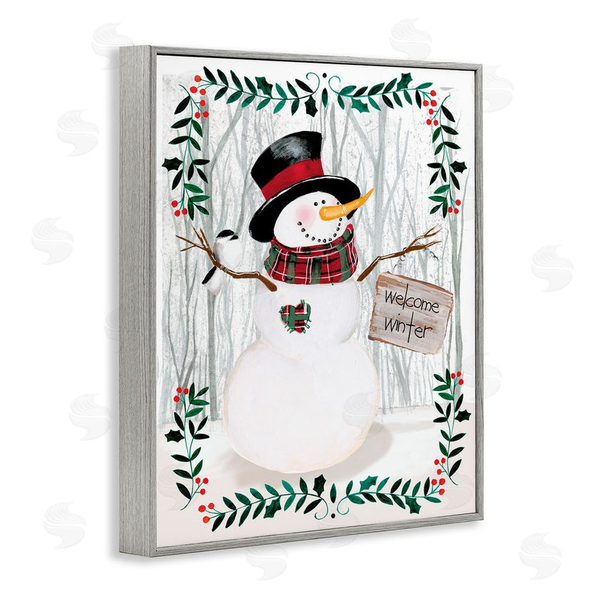Jennifer Paxton Parker | Winter Welcome Greeting Snowman Forest Holly Florals