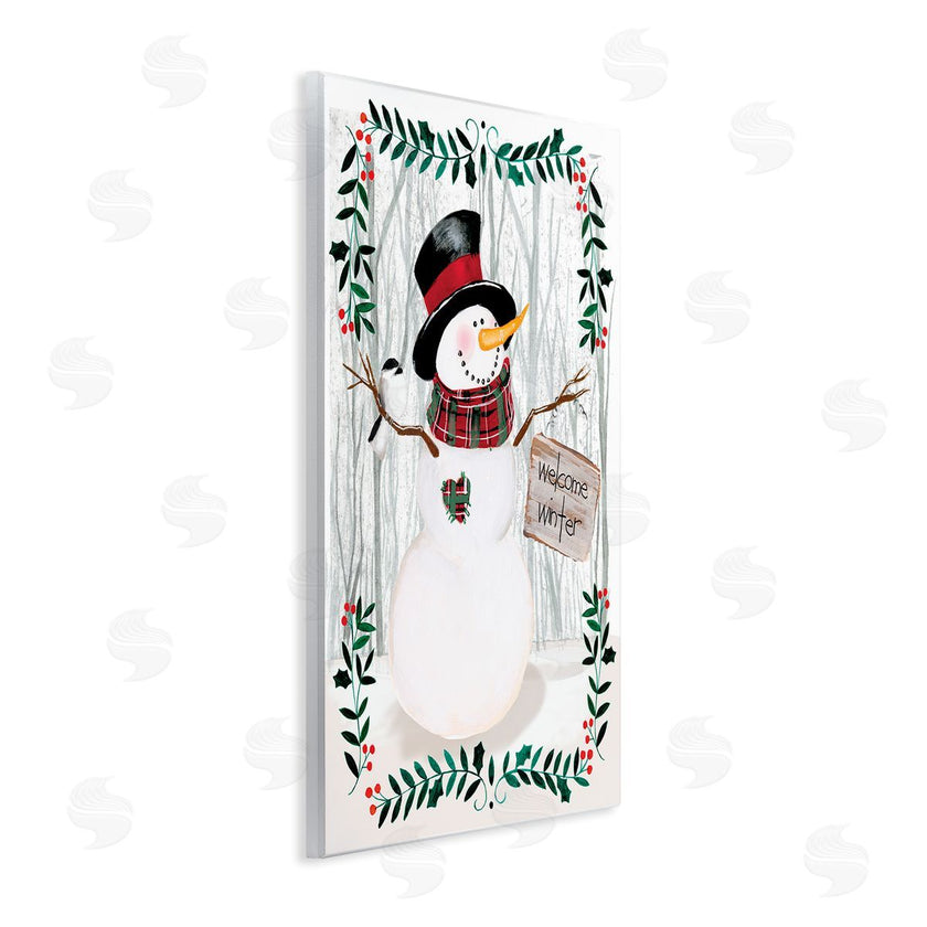 Jennifer Paxton Parker | Winter Welcome Greeting Snowman Forest Holly Florals