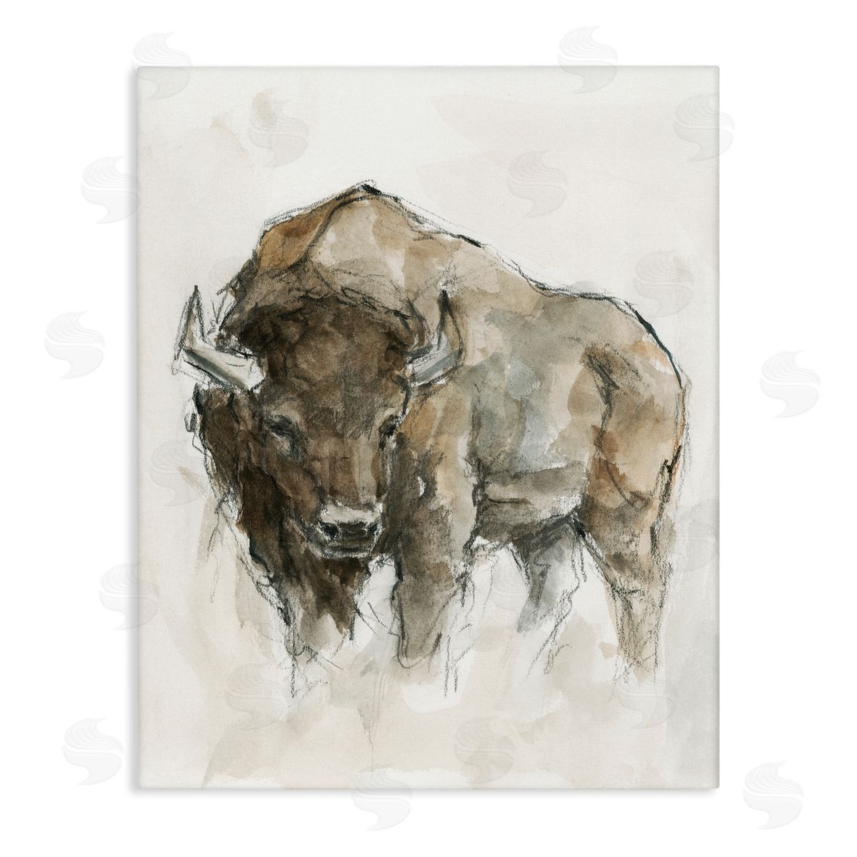 Western American Buffalo Canvas Wall Art, Home Decor by Ethan Harper