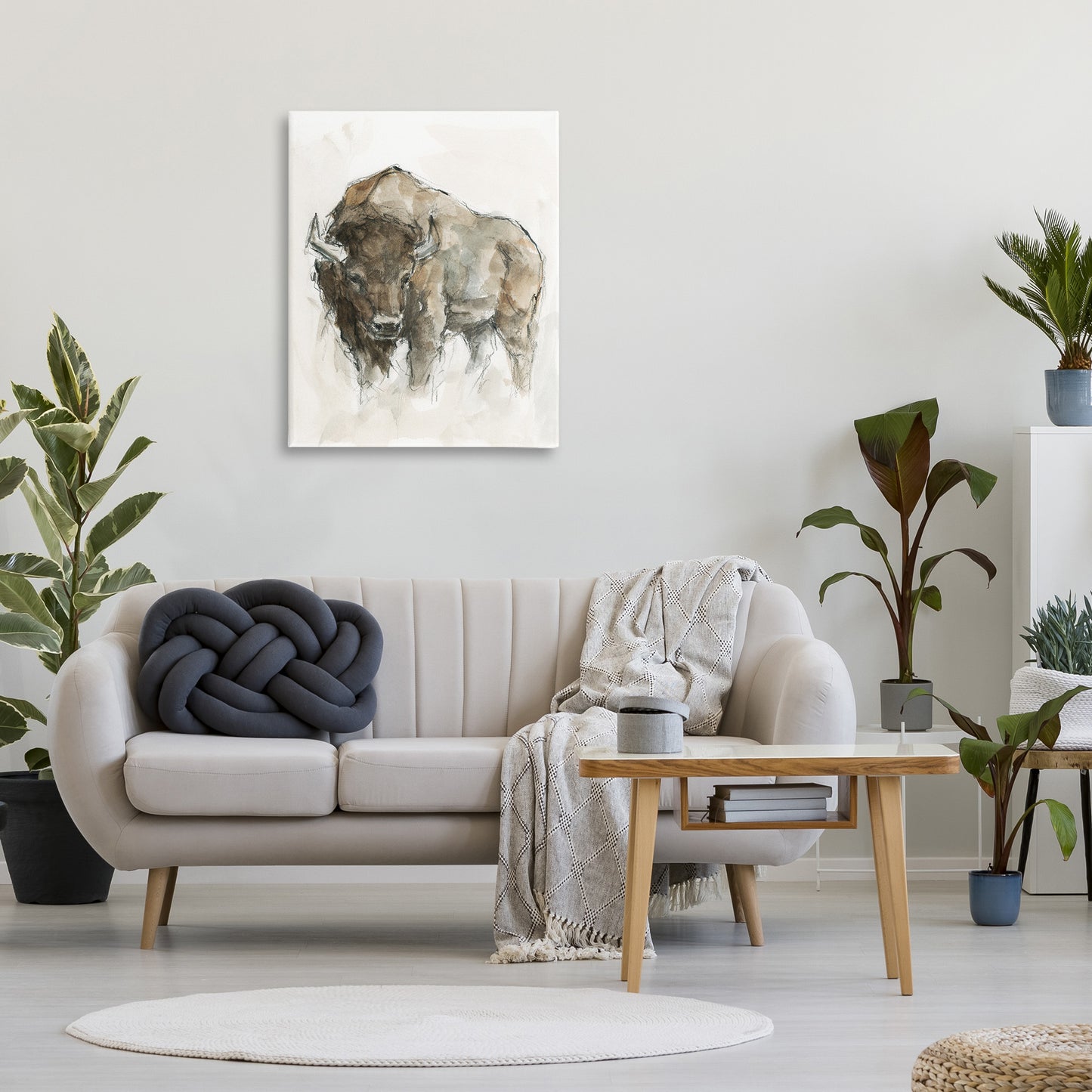 Western American Buffalo Canvas Wall Art in Room, Home Decor by Ethan Harper